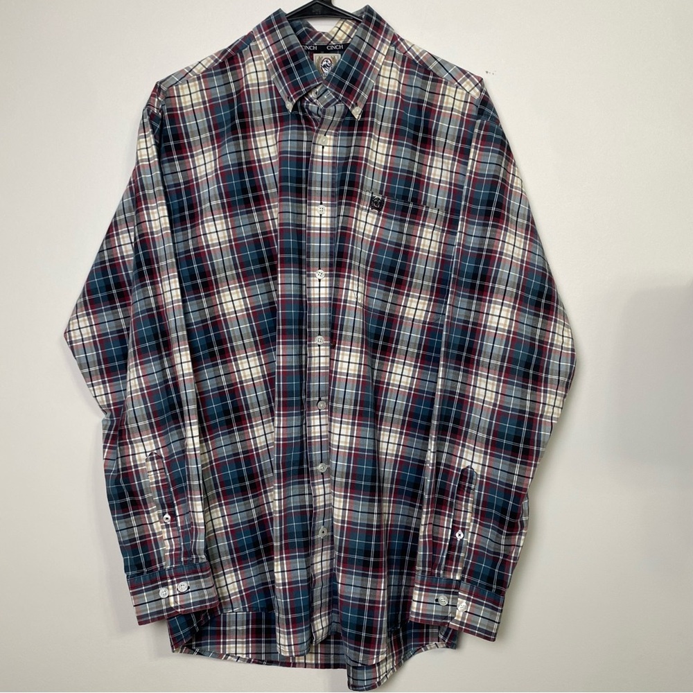 Cinch Men's Plaid Button Down Shirt Medium